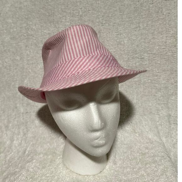 Peter Grimm Fedora Hat Small/Medium Pink And White Striped - Picture 2 of 6